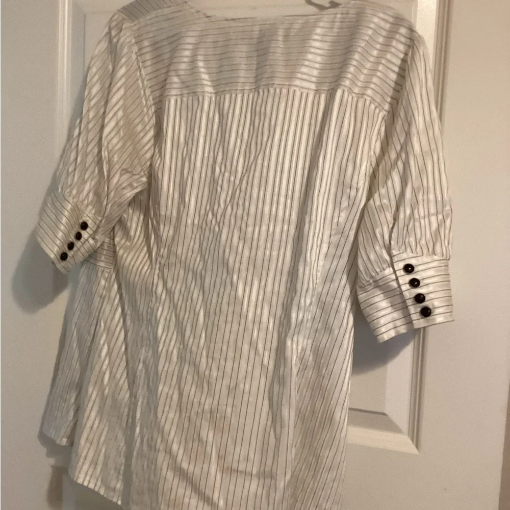 Lane Bryant White Ribbed Boxy Short Sleeve Blouse - Picture 2 of 2